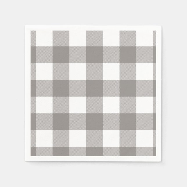 Serviette En Papier Ferme Rustic Grey & White Buffalo Plaid Carré (Devant)