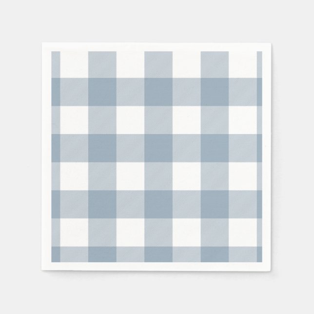 Serviette En Papier Ferme Rustique Bleu Gris Buffle Plaid Carré (Devant)