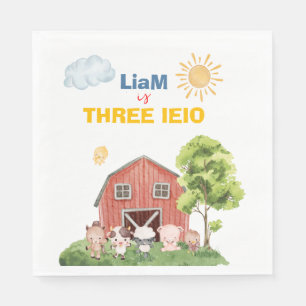 Serviette En Papier Ferme Trois I-E-I-O 3e Anniversaire