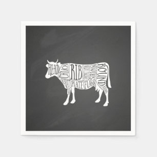 Serviette En Papier fermier vache boucherie charcuterie art petit port