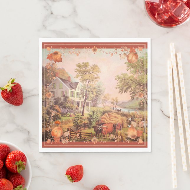 Serviette En Papier Fermiers de Thanksgiving Récolte à domicile (En situation)