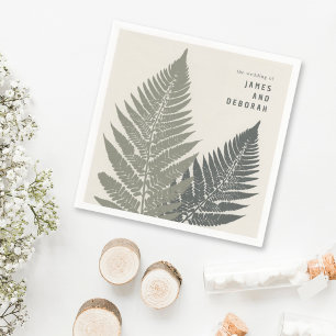 Serviette En Papier Fern Botanique moderne minimaliste Mariage boisé