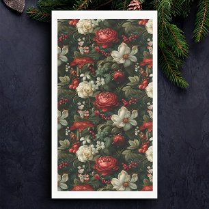 Serviette En Papier Festif Colorful Roses de Noël, Pine et Holly