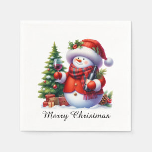 Serviette En Papier Festif de Noël bonhomme de neige personnalisable