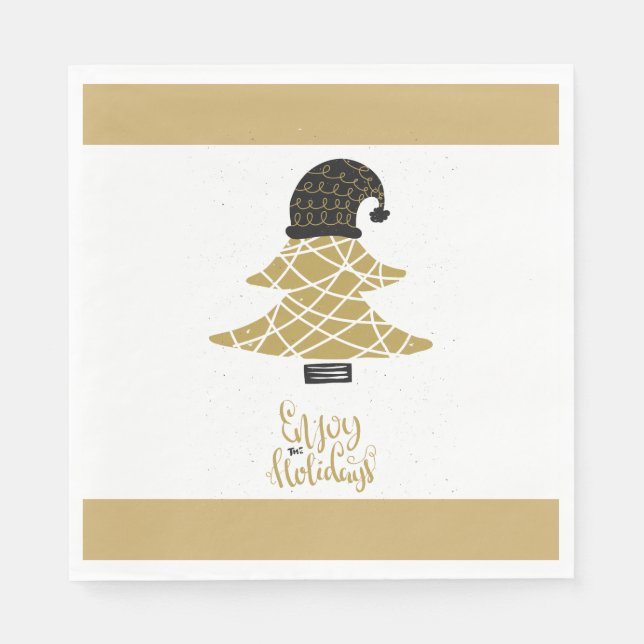 Serviette En Papier Festif Golden Holiday Fun (Devant)
