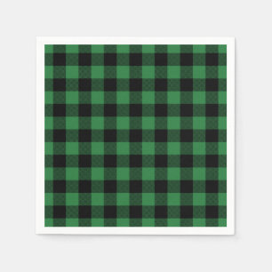 Serviette En Papier Festif Green Plaid Motif Holiday