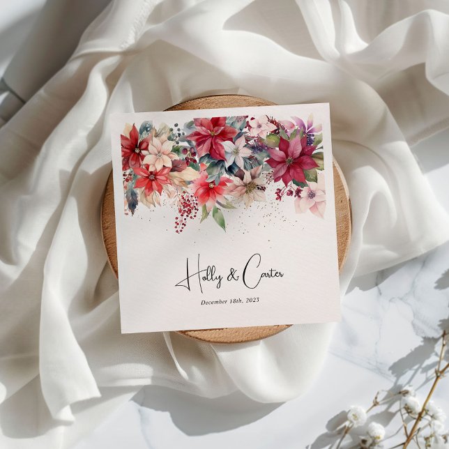 Serviette En Papier Festif Noël Florals Mariage (Créateur téléchargé)