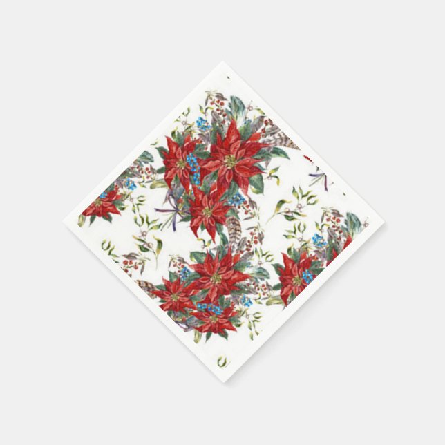 Serviette En Papier Festif Rich Poinsettia fleur Napkin (Coin)