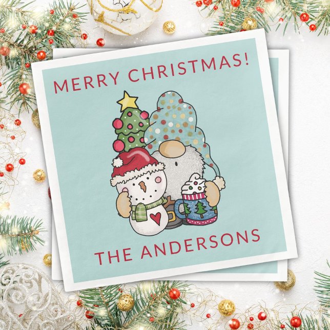 Serviette En Papier Festif rustique Gnome Snowman Joyeux Noël fête (Créateur téléchargé)