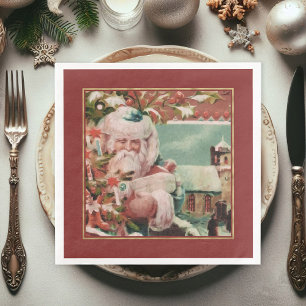 Serviette En Papier Festif Vintage Père Noël Papier de Noël Dinne