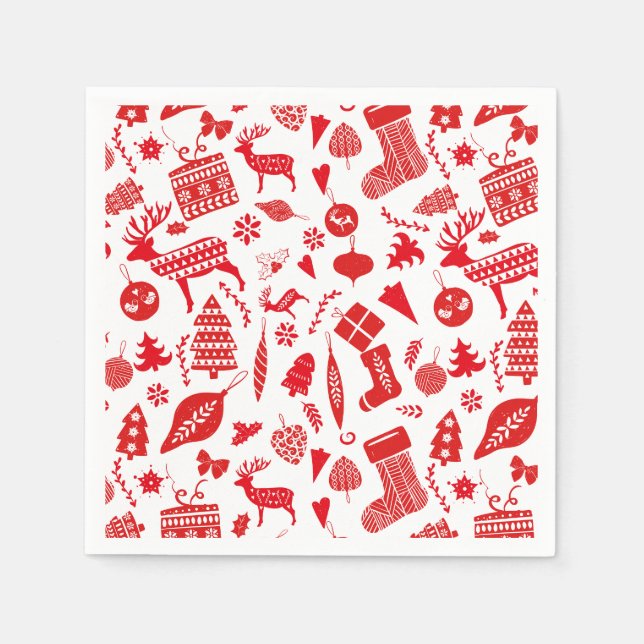 Serviette En Papier Festival de Noël scandinave (Devant)