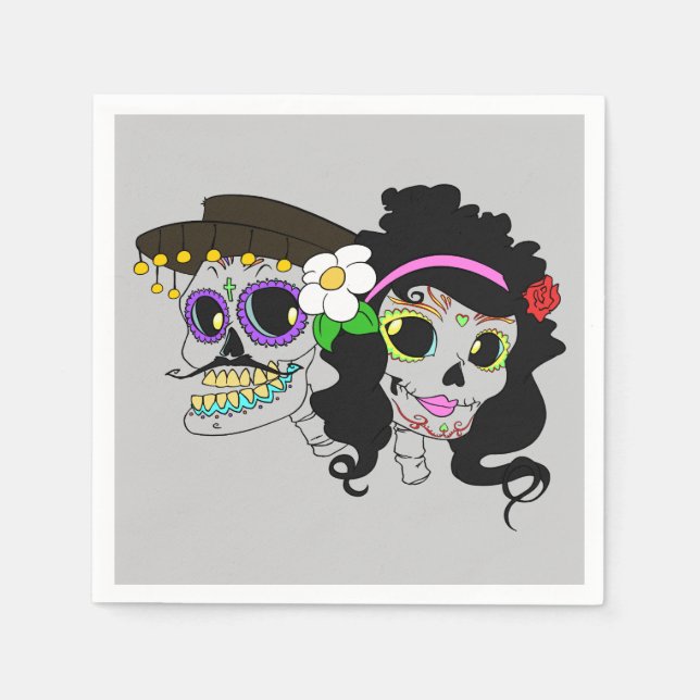 Serviette En Papier Festive Day of the Dead Art (Devant)