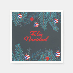 Serviette En Papier Festive Feliz Navidad Puerto Rican Paper Napkin