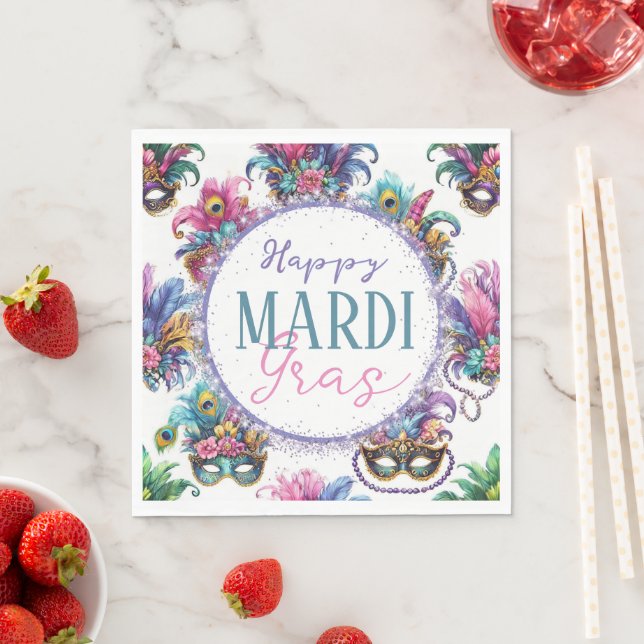 Serviette En Papier Festive Mardi Gras (En situation)