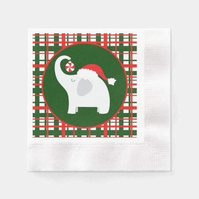 Serviette En Papier Festive Noël blanc éléphant (Devant)