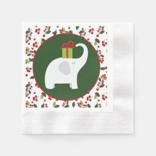 Serviette En Papier Festive Noël blanc éléphant