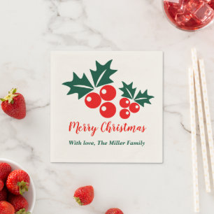 Serviette en papier festive Noël Cerise Nom de la