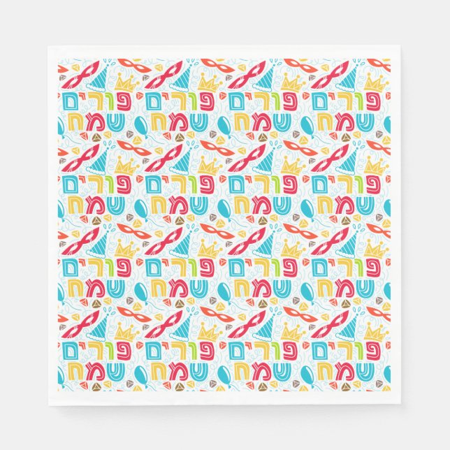 Serviette en papier festive pour Pourim (Devant)
