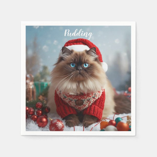 Serviette En Papier Festive Ragdoll Cat Christmas Personalized  (Devant)