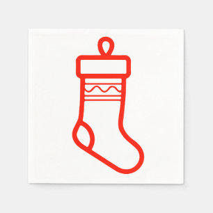 Serviette En Papier Festive Red Christmas Stocking - Party Deco