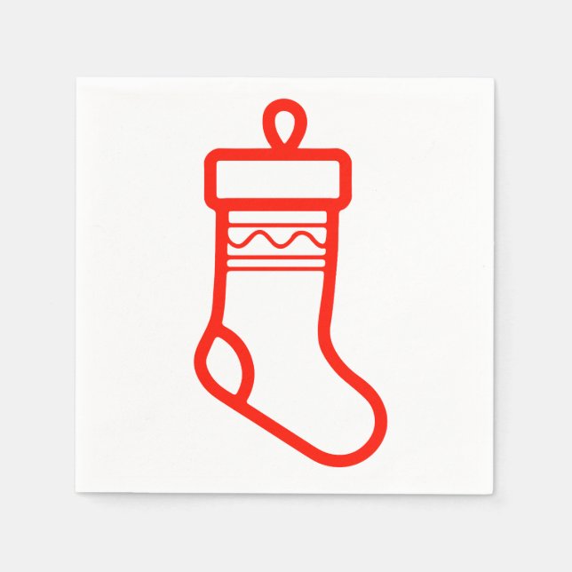 Serviette En Papier Festive Red Christmas Stocking - Party Deco (Devant)