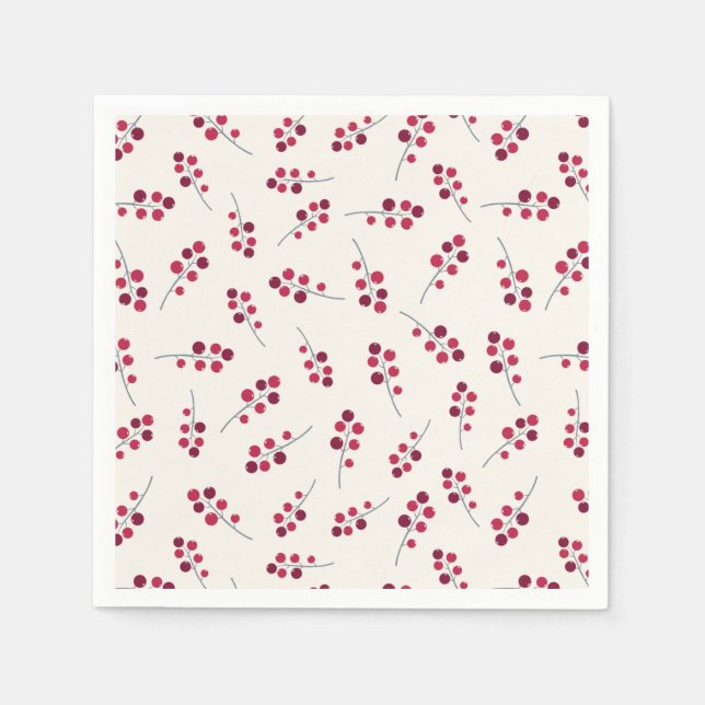 Serviette En Papier Festive Red Pip Berries vacances (Devant)
