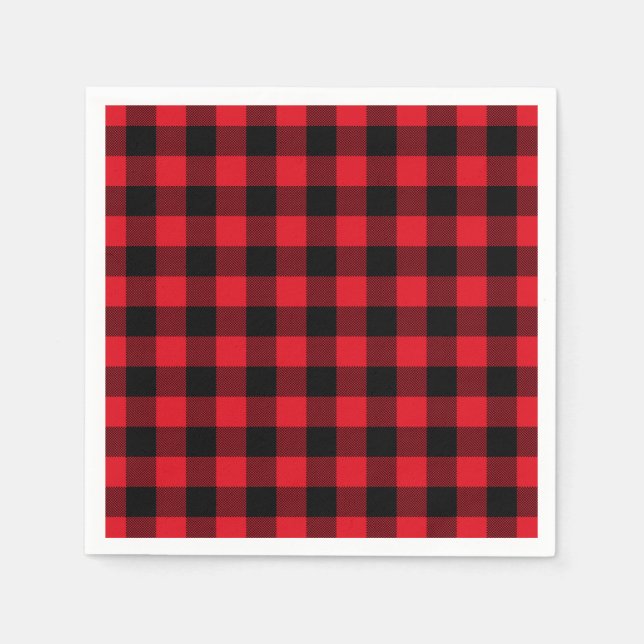 Serviette En Papier Festive Red Plaid Motif Holiday (Devant)