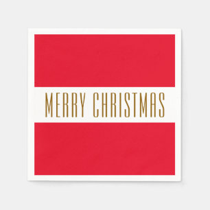 Serviette En Papier Festive Rouge clair Blancs JAUNE NOËL