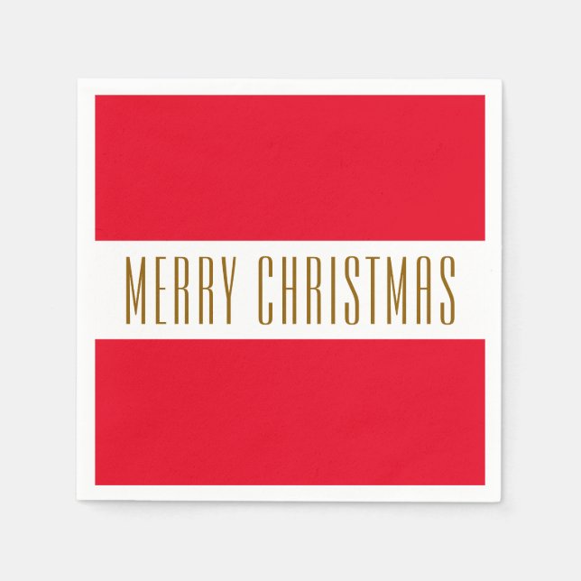 Serviette En Papier Festive Rouge clair Blancs JAUNE NOËL (Devant)