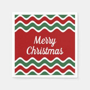 Serviette En Papier Festive Rouge Vert Grandes Joyeux Noël