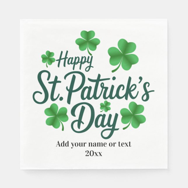 Serviette En Papier Festive St. Patrick's Day with Shamrock Border (Devant)