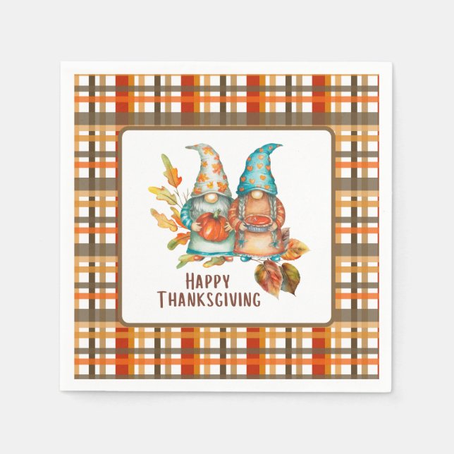 Serviette En Papier Festive Thanksgiving Gnomes (Devant)