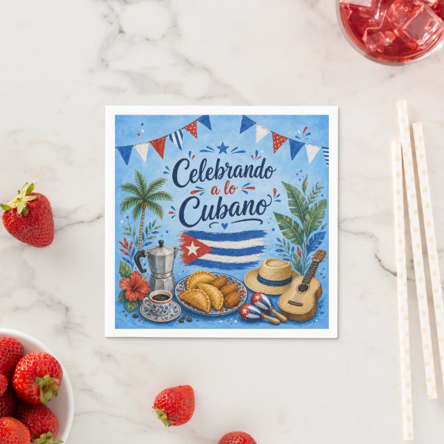 Serviette En Papier Fête à la Cubaine (En situation)