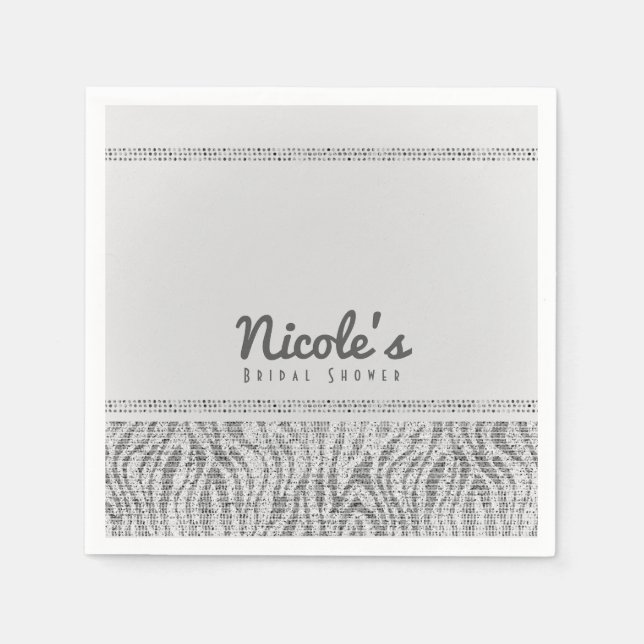 Serviette En Papier Fête à paillettes de séquence de zèbre blanc (Devant)