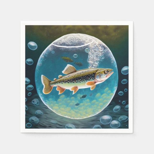 Serviette En Papier Fête à thème de la pêche aux poissons (Devant)