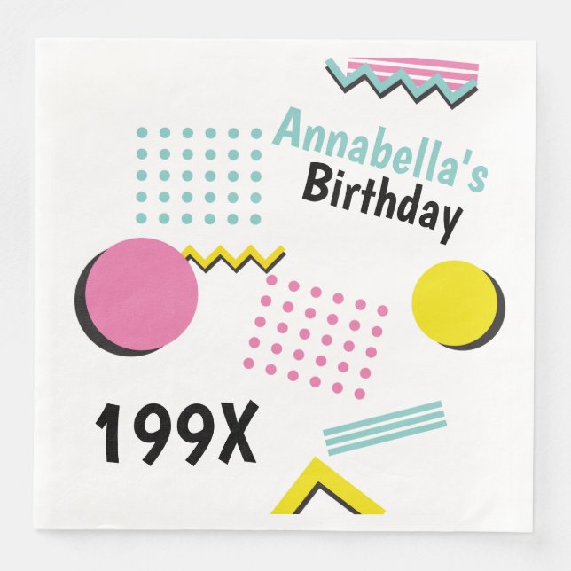 Serviette En Papier Fête à thème rétro Memphis 90 (Devant)