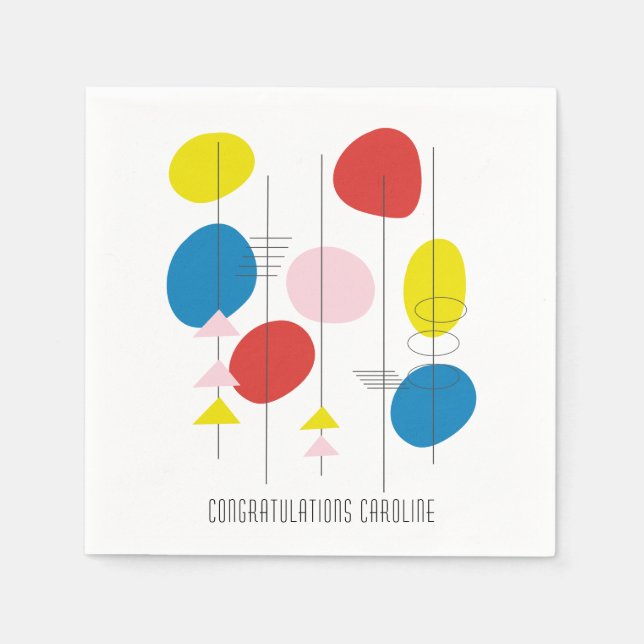 Serviette En Papier Fête Abstraite moderne du milieu du siècle (Devant)