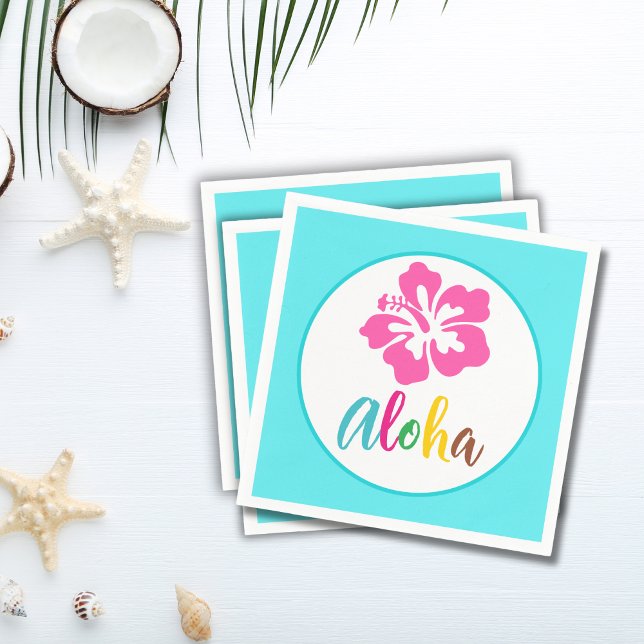 Serviette En Papier Fête Aloha Luau Tropical Hibiscus Eté Papier (Créateur téléchargé)