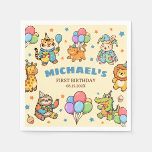 Serviette En Papier Fête Animaux Anniversaire Enfants Zoo Fantaisiste