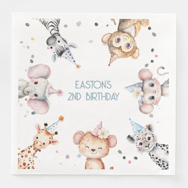 Serviette En Papier Fête animaux mignonette safari garçon fête d'anniv (Devant)