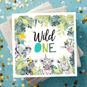 Serviette En Papier Fête Animaux Safari Wild Un garçon Fête d'annivers
