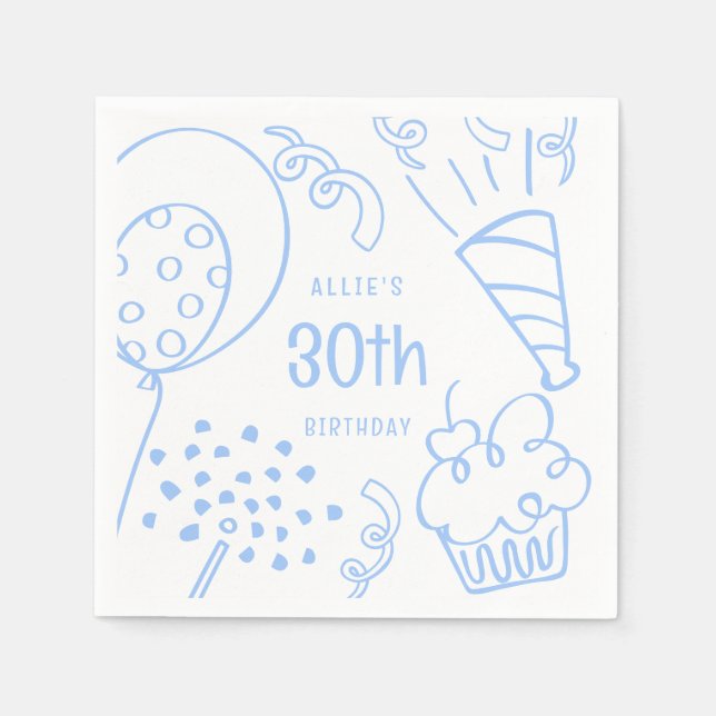Serviette En Papier Fête Anniversaire À La Main N'Importe Quel Âge Pas (Devant)