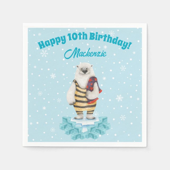 Serviette En Papier Fête Anniversaire de enfant de la piscine d'hiver  (Devant)