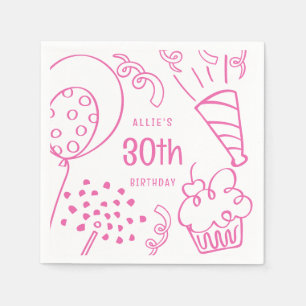 Serviette En Papier Fête Anniversaire Dessinée À La Main N'Importe Que