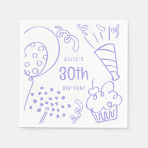 Serviette En Papier Fête Anniversaire Dessinée À La Main N'Importe Que
