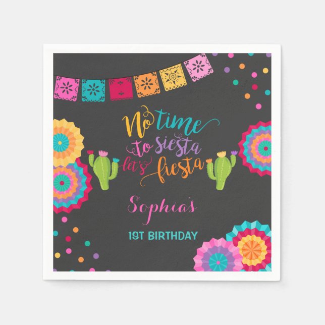 Serviette En Papier Fête Anniversaire Napkin Fête mexicaine (Devant)