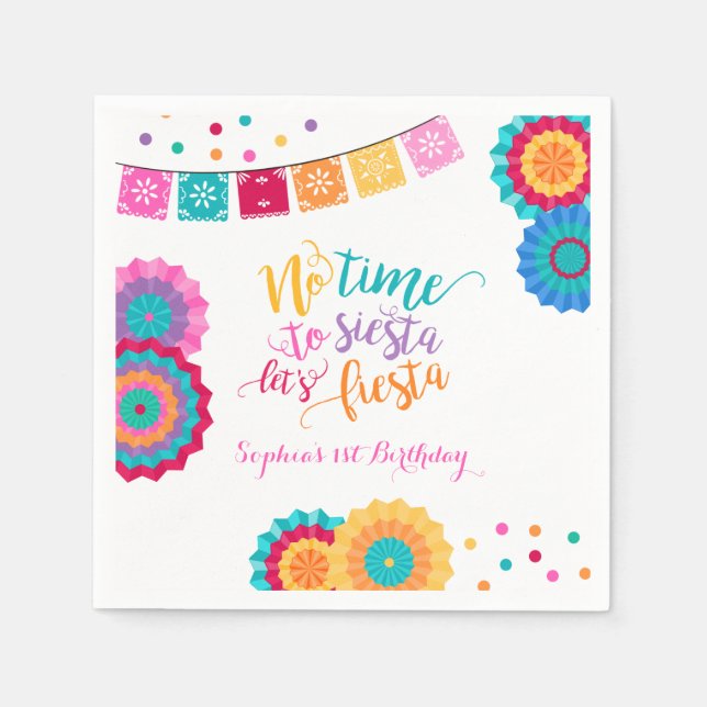 Serviette En Papier Fête Anniversaire Napkin Pas Le Temps De Siesta (Devant)