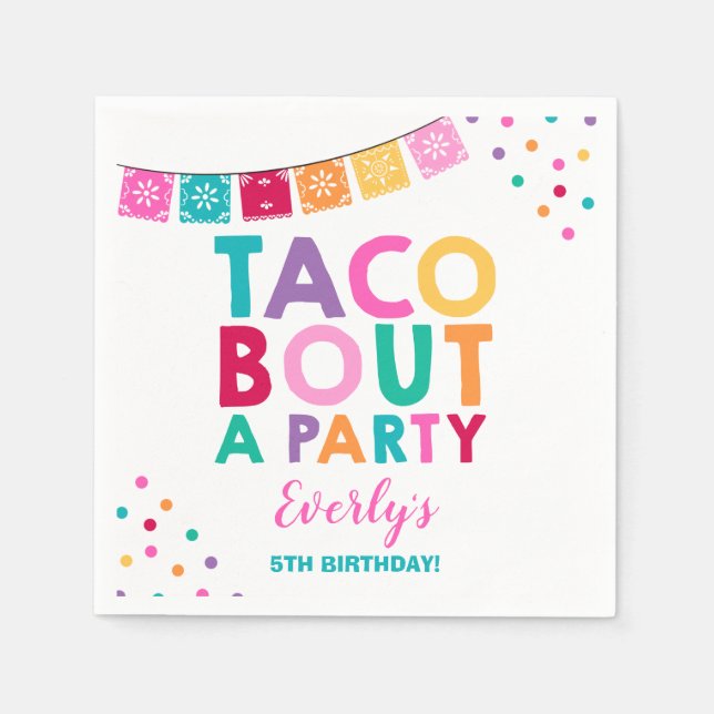 Serviette En Papier Fête Anniversaire Napkin Taco Bout Une fête (Devant)