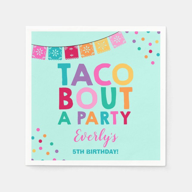 Serviette En Papier Fête Anniversaire Napkin Taco Bout Une fête (Devant)