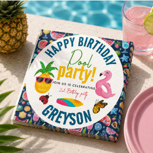 Serviette En Papier Fête au bord de la piscine   Fête d'anniversaire m